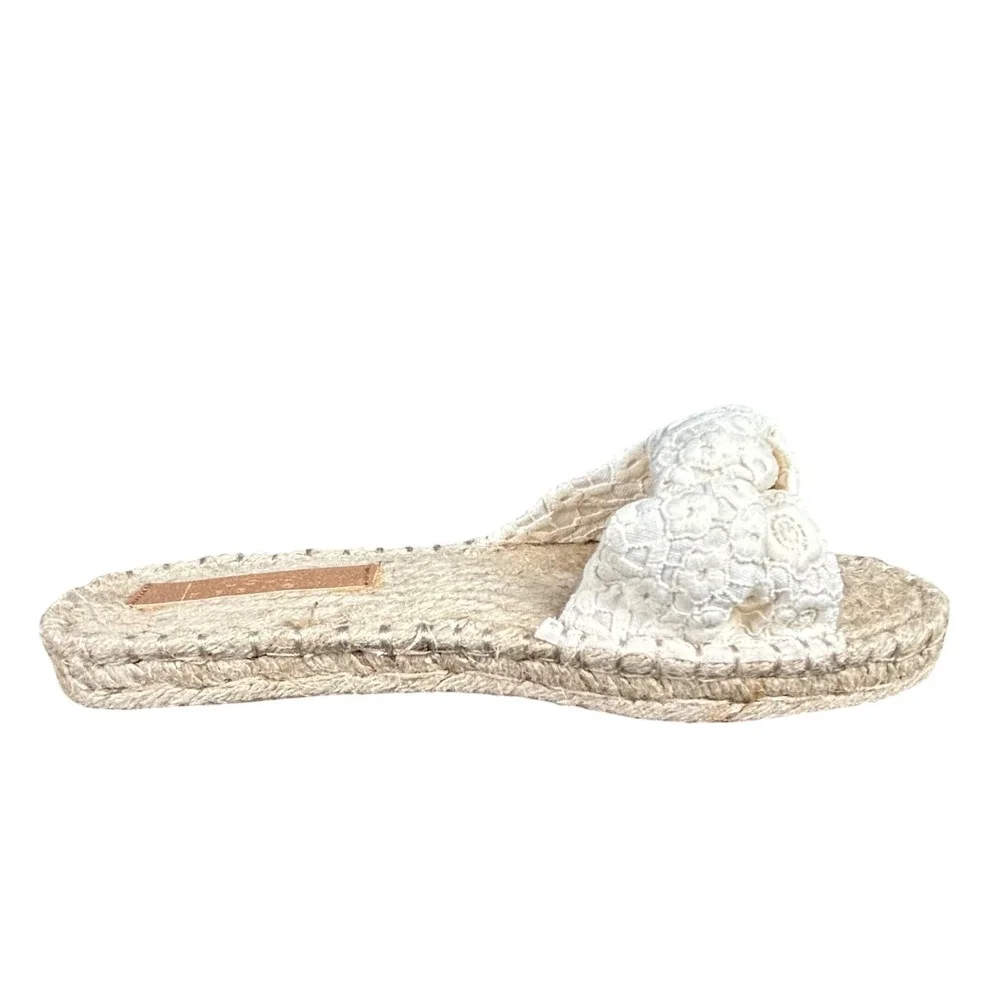 ASOS Womens White Floral‎ Eyelet Lace Knot Espadrille Slide Sandals US 10